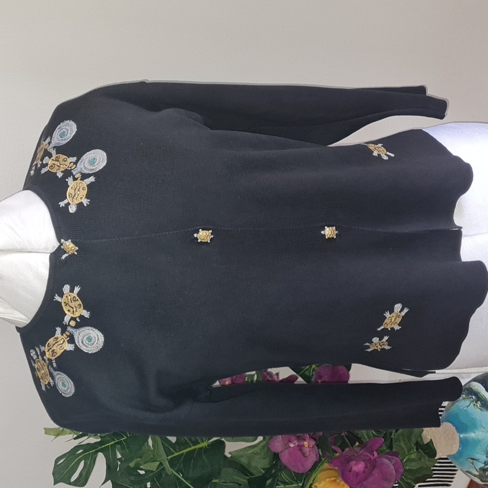 Turtle wareble  art hand painted Cardigan size Medium